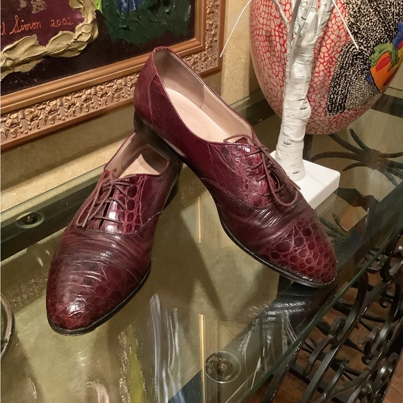 Men's Burgundy Leather Dress Shoes - Picture 1 of 6